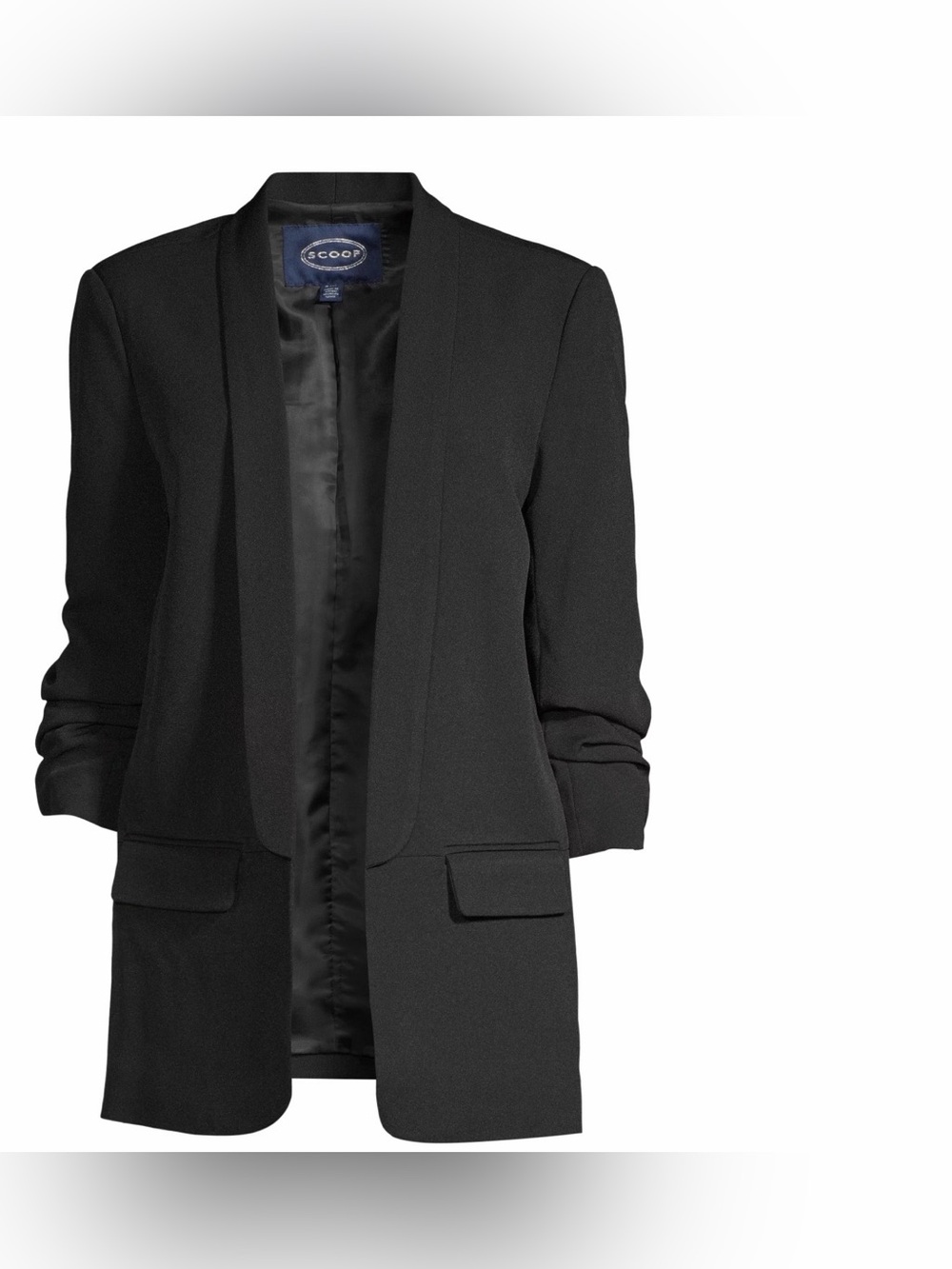 Scoop Scrunch-Sleeve Shawl Collar Boyfriend Blazer M